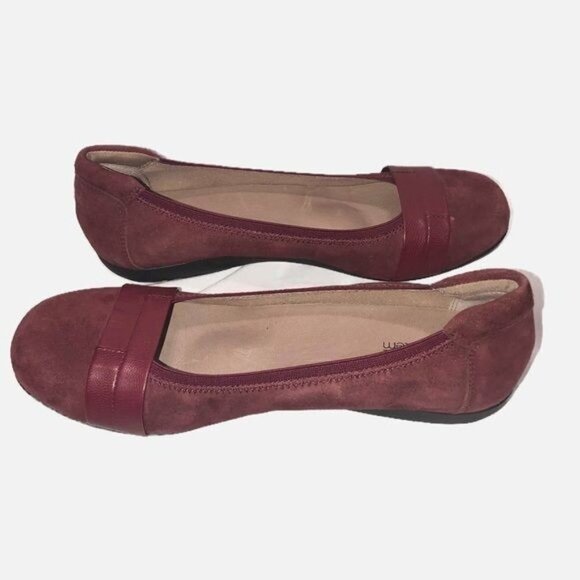 Abeo BIO System Tessa Wine Burgundy Suede Flats 8.5 Comfort Shoes - Picture 1 of 10